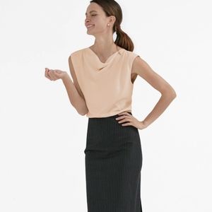 MM Lafleur Rowling draped neck top in sand peach